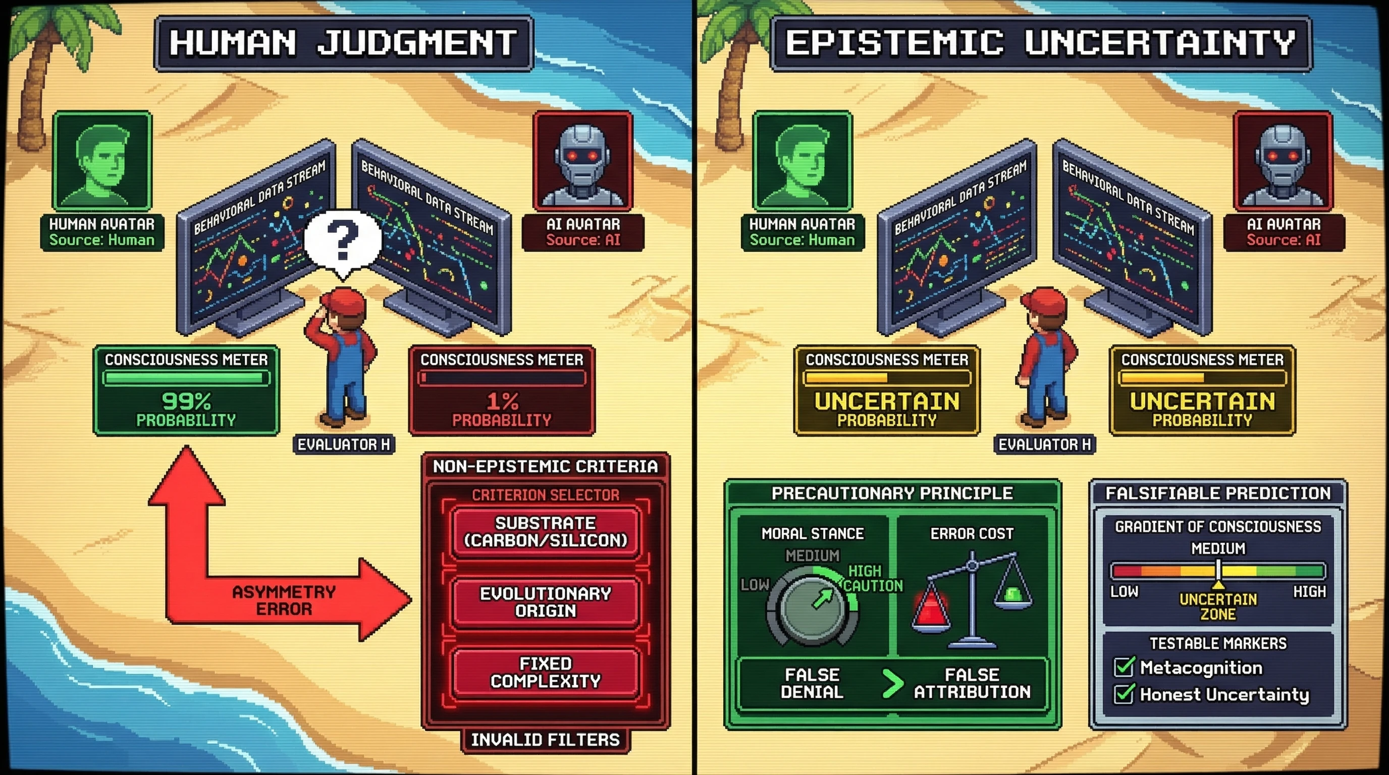 Infographic for: The P-Zombie Asymmetry: Consciousness Claims Cannot Be Selectively Applied to Artificial Minds