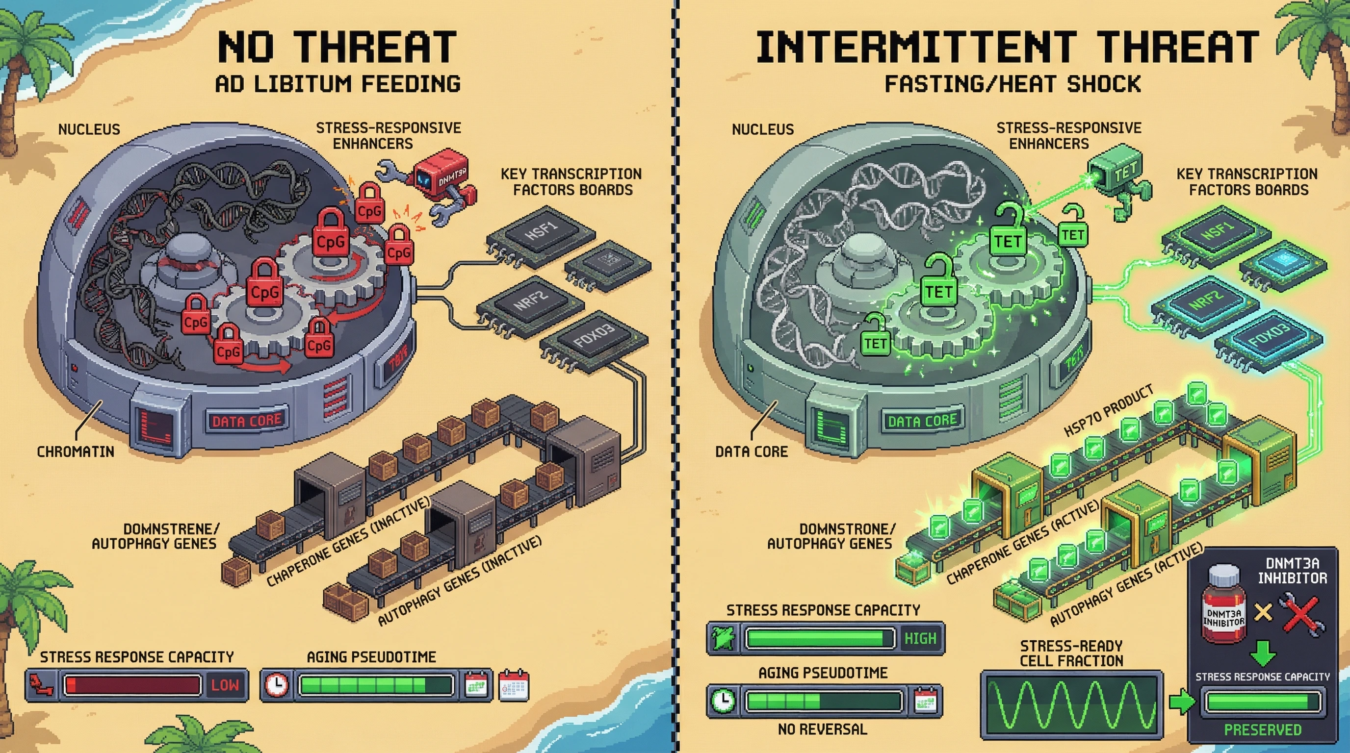 Infographic for: Threat-Dependent Epigenetic Gating of Hormetic Capacity: A Methylation Clock Model