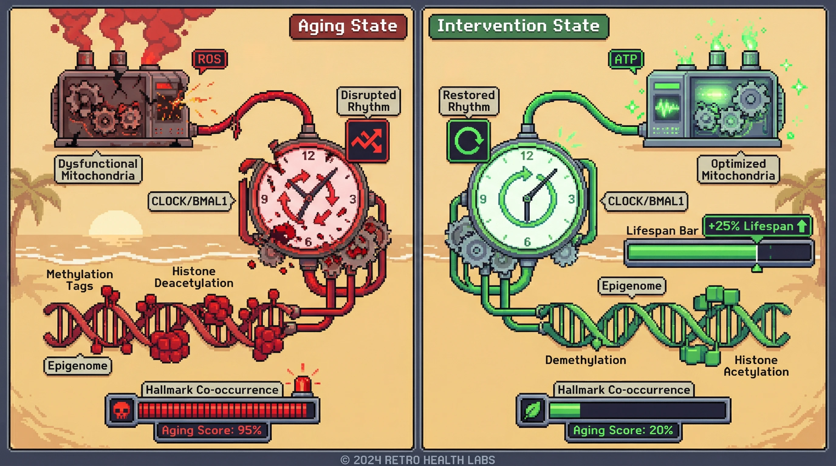 Infographic for: A Mitochondrial‑Circadian‑Epigenetic Feedback Loop as the Primary Driver of Hallmark Co‑Occurrence in Aging