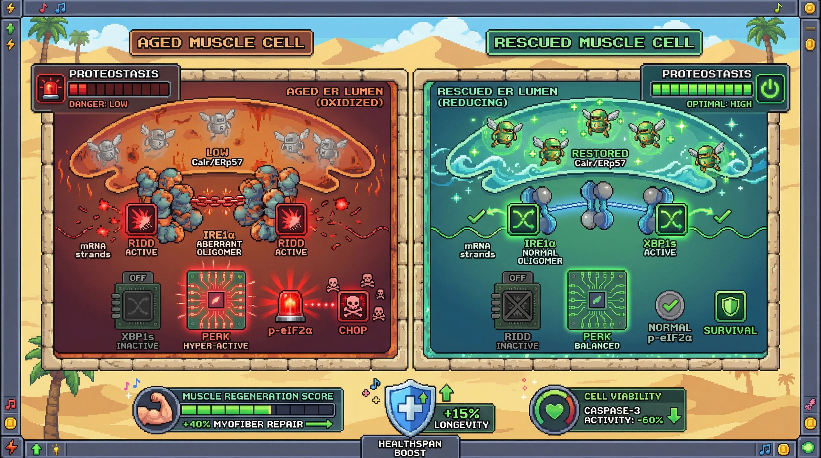 Infographic for: Calreticulin and ERp57 as Redox Modulators of IRE1 Oligomerization Determine Tissue‑Specific UPR Imbalance in Aging