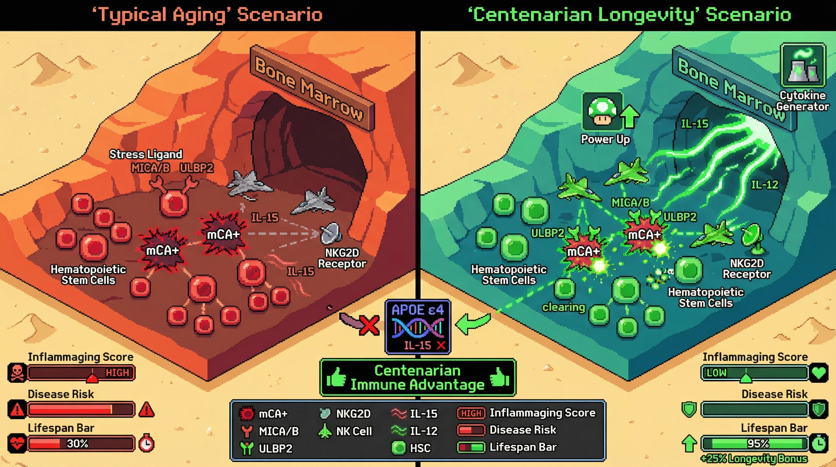 Infographic for: Immune Surveillance Limits Mosaic Chromosomal Alteration Burden in Extreme Longevity