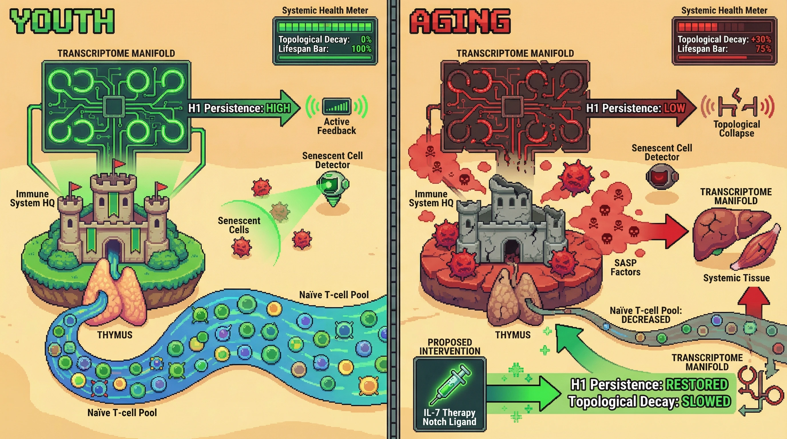 Infographic for: Immune topologicaldecay drives aging: a testable hypothesis from persistent homology