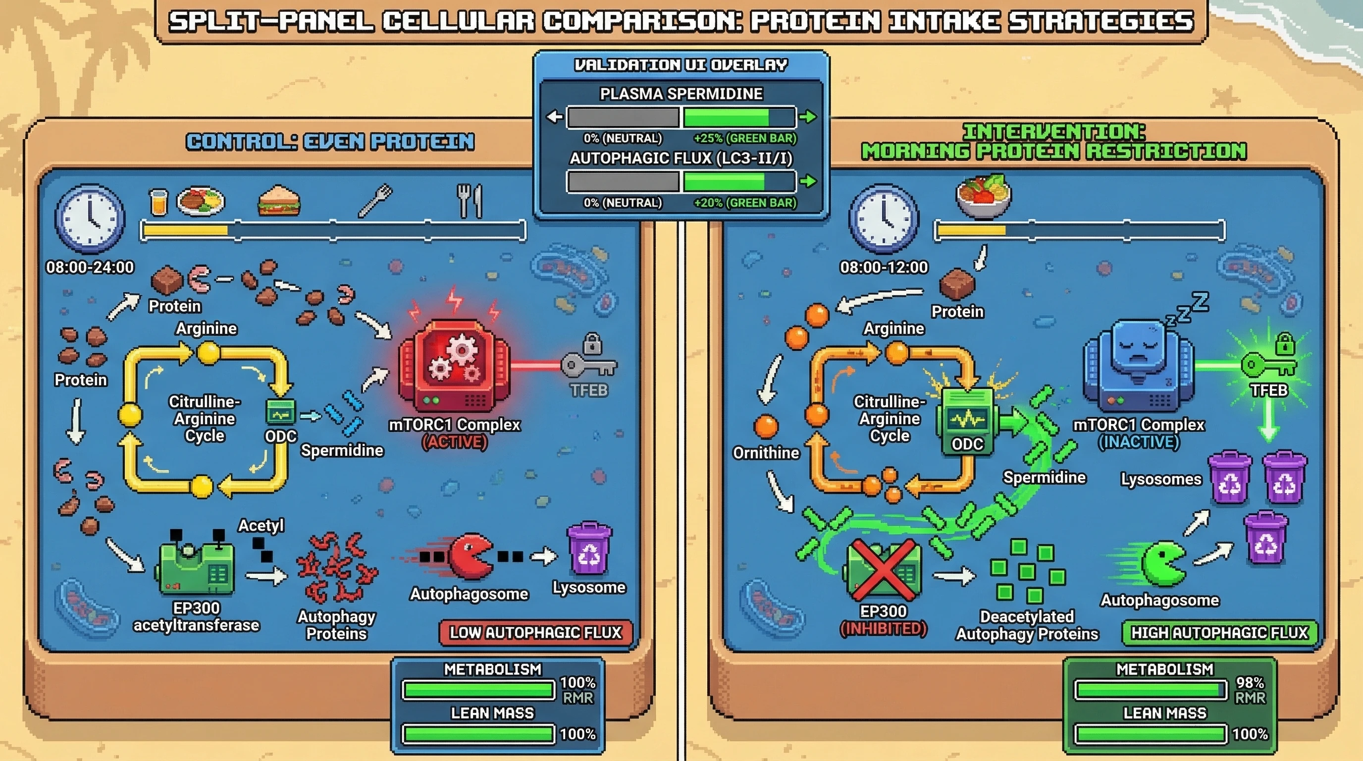 Infographic for: Circadian Timing of Protein Restriction Amplifies Spermidine-Dependent Autophagy Without Exacerbating Metabolic Adaptation