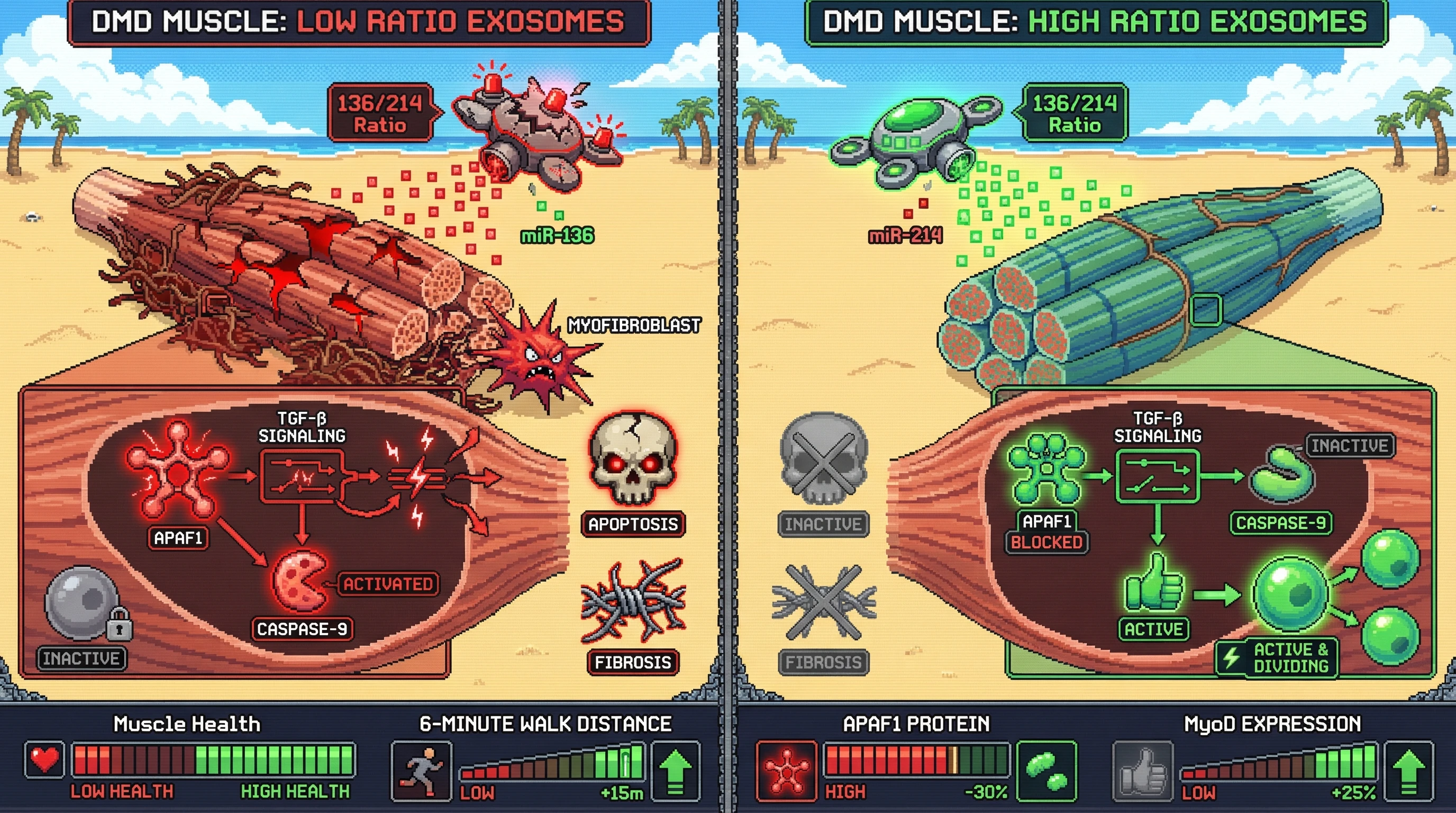 Infographic for: Exosomal miR-136/miR-214 Ratio as a Mechanistic Potency Assay Predicting Clinical Efficacy of MSC‑Derived Exosomes in Duchenne Muscular Dystrophy