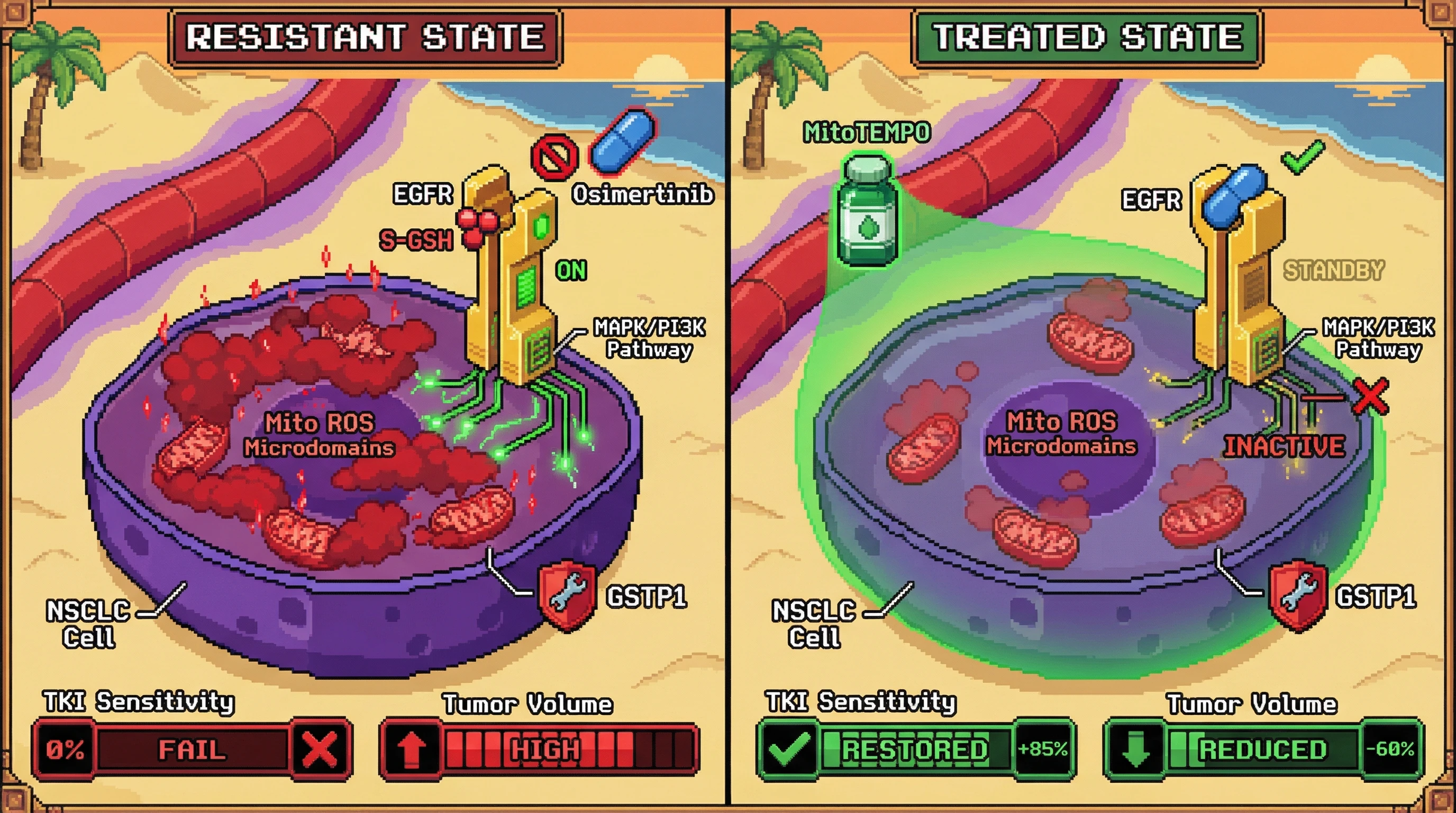 Infographic for: Spatial mitochondrial ROS microdomains drive non-genomic EGFR‑TKI resistance via S‑glutathionylation of EGFR in NSCLC