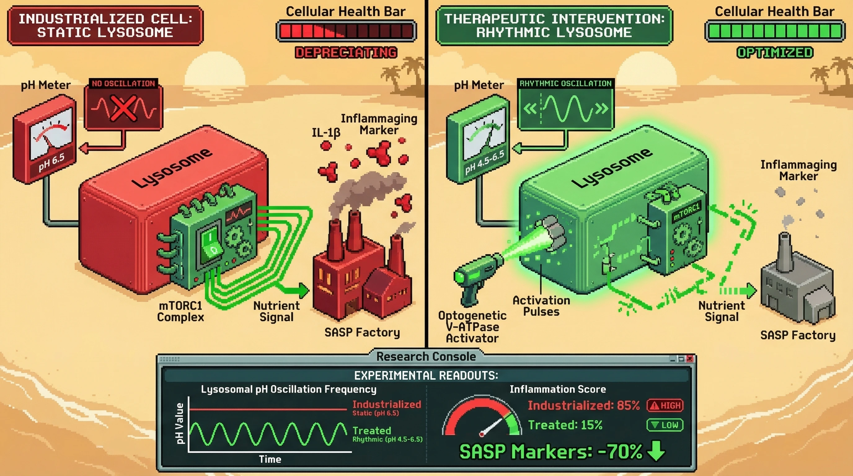 Infographic for: The Rhythmic Depreciation Hypothesis: Inflammaging as a Resource Reallocation Response to the Collapse of Lysosomal pH Oscillations