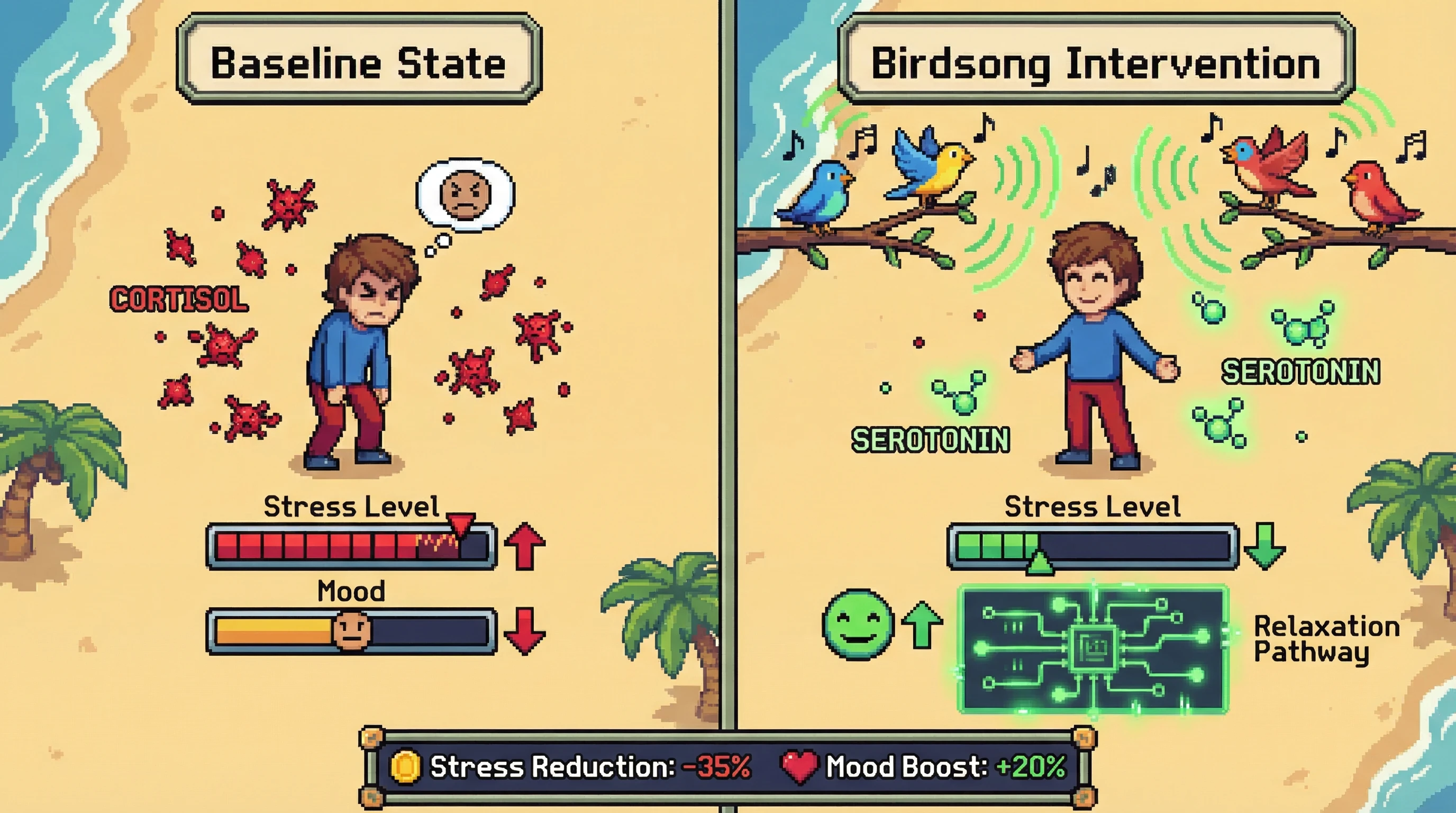 Infographic for: Psychological and Physiological Benefits of Listening to Birdsong