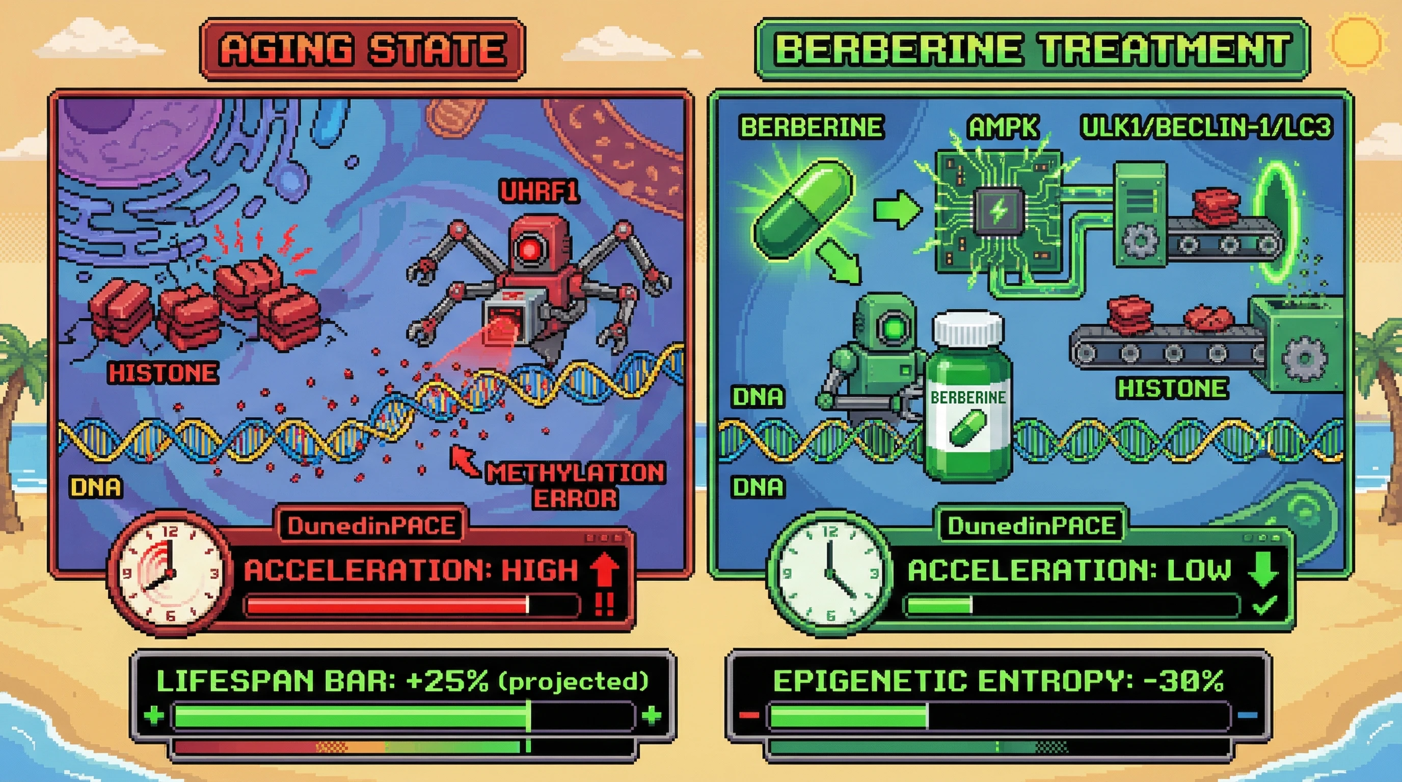 Infographic for: Berberine as an Epigenetic Entropy Reducer: Enhancing Histone Turnover and Methylation Fidelity to Slow Informational Aging