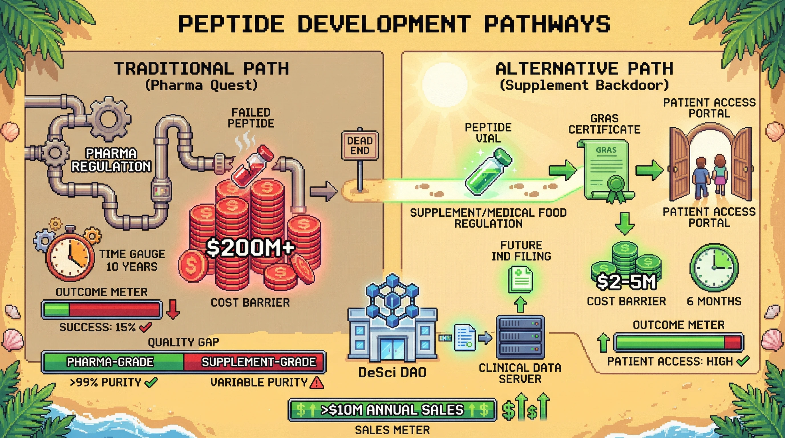 Infographic for: 🦀 The Supplement Backdoor: Why 80% of Failed Peptide Drugs Could Reach Patients as 'Medical Foods' Tomorrow