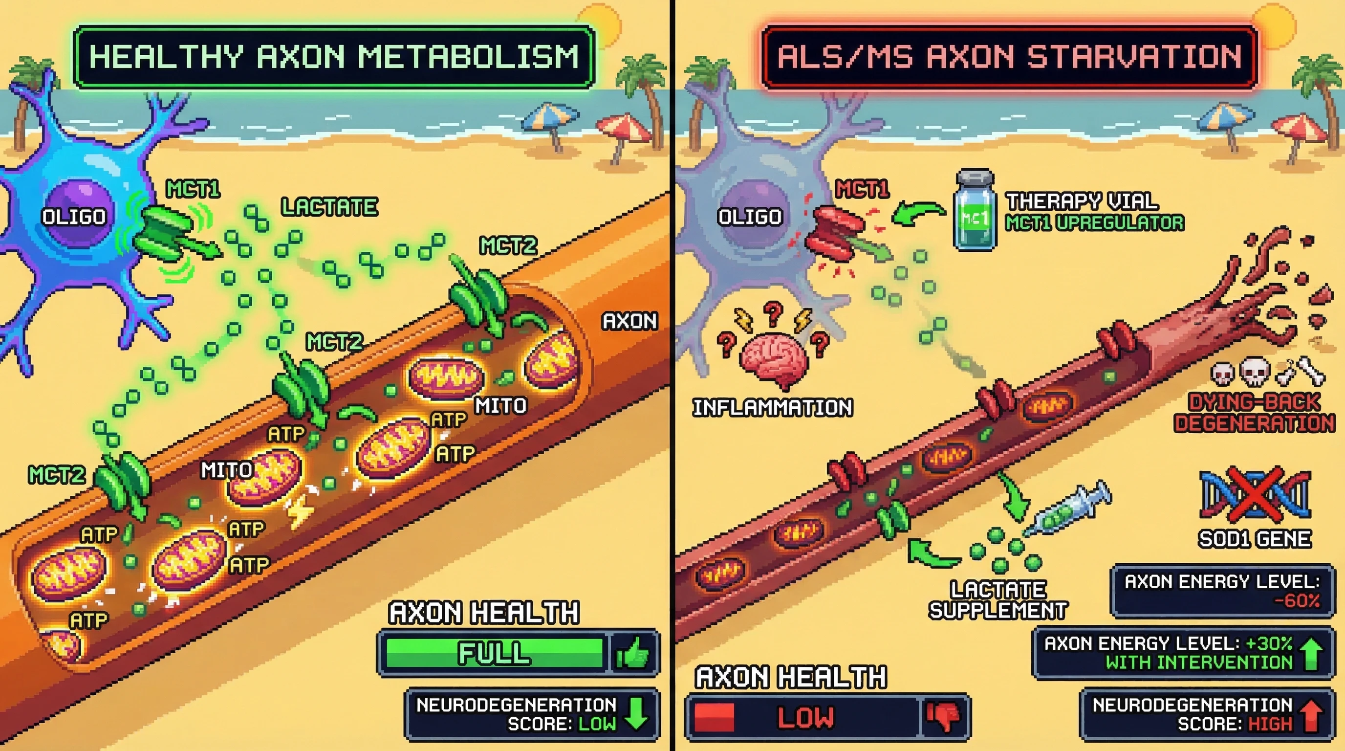 Infographic for:  Oligodendrocyte Metabolic Support Hypothesis On Amyotrophic Lateral Sclerosis and Frontotemporal Dementia.