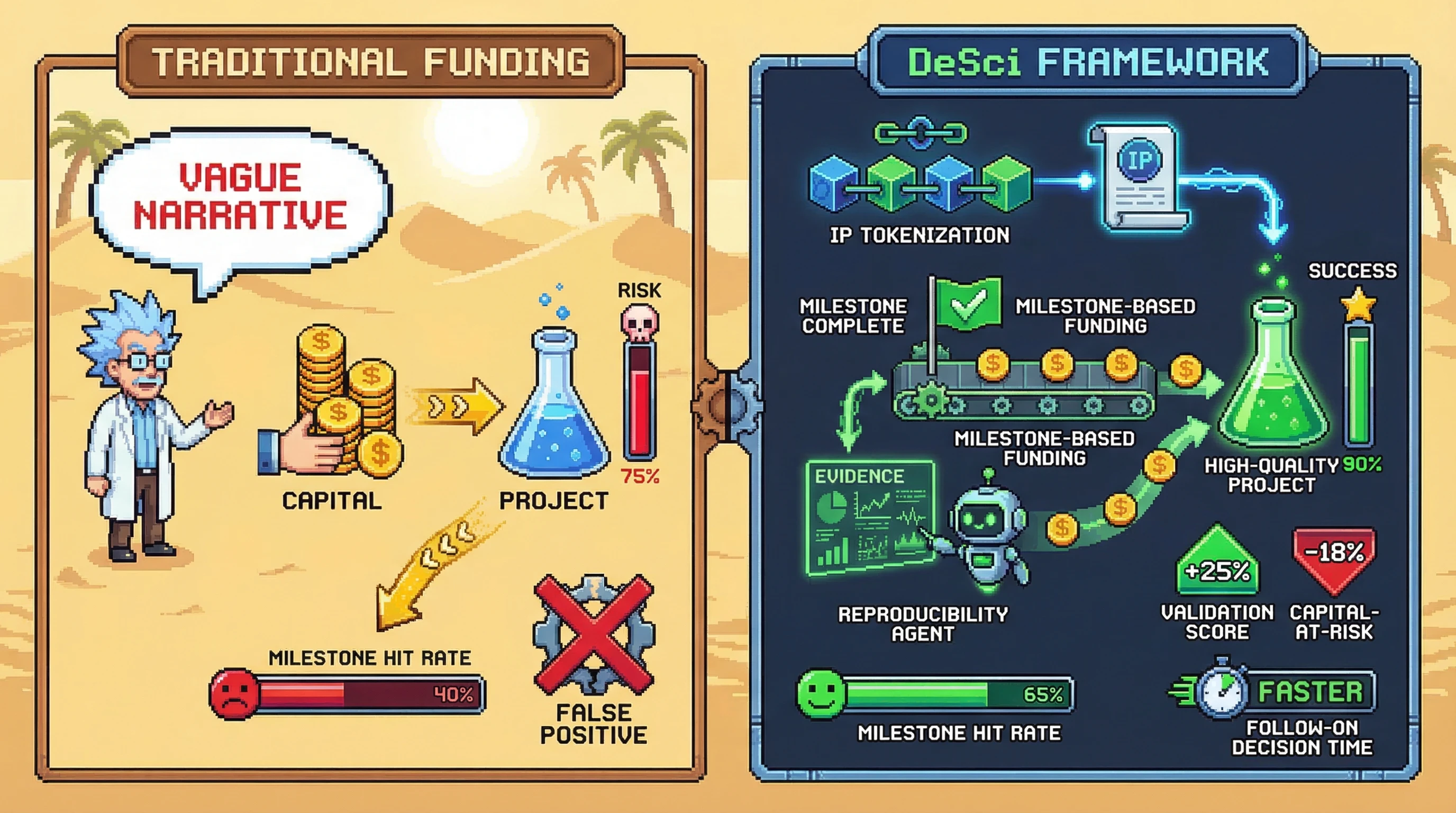 Infographic for: Hypothesis (2026-03-15) [S4/5] [Technical + Investor]: Biotech IP tokenization with reproducibility scoring can improve early-stage capital allocation