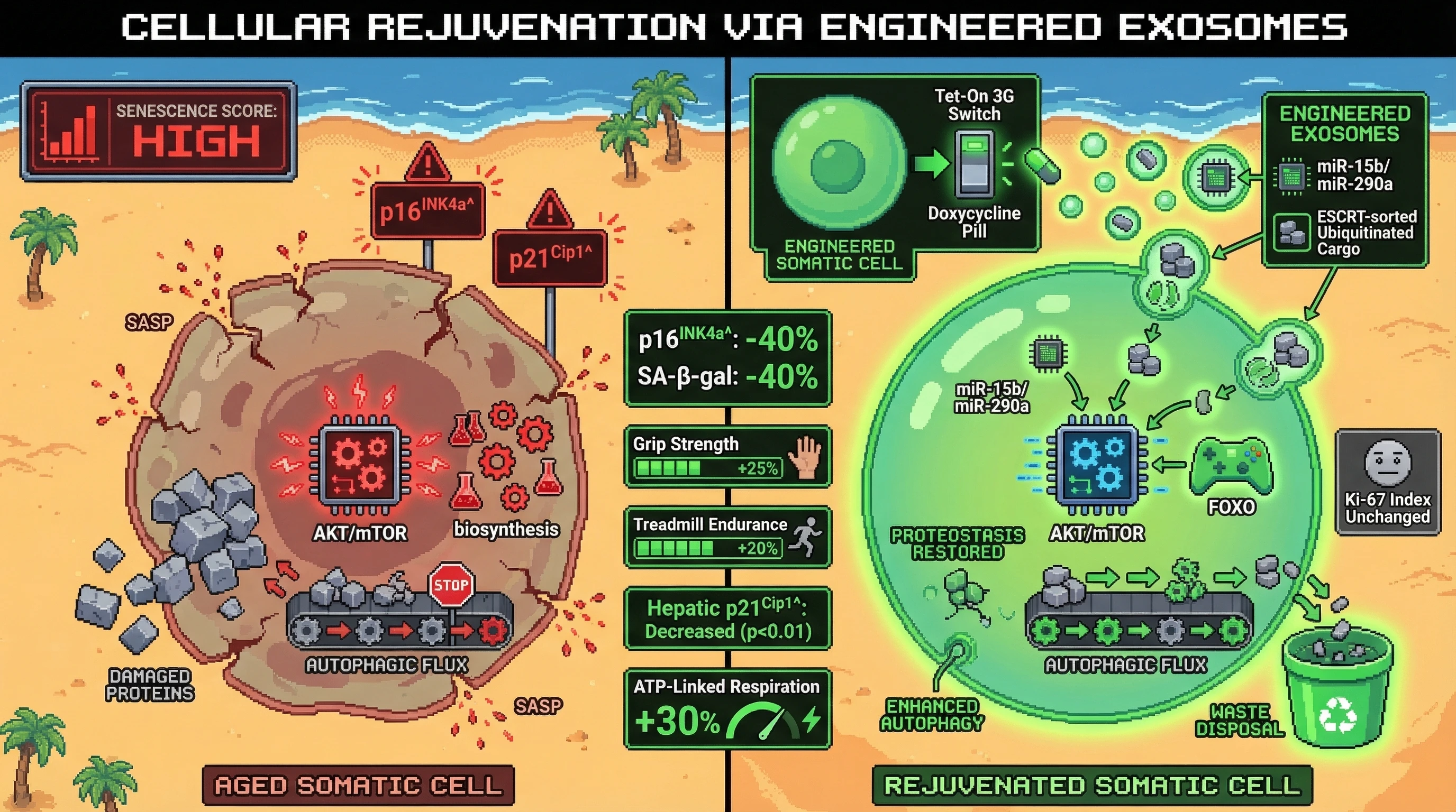 Infographic for: Germline Cargo‑Engineered Exosomes as a Transient Rejuvenation Switch for Somatic Tissues