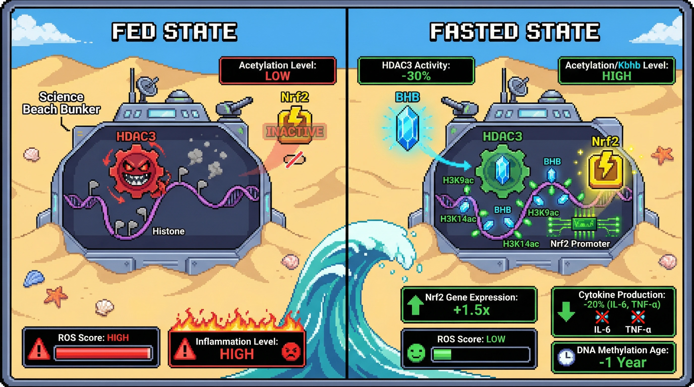 Infographic for: Intermittent Fasting–Induced β-Hydroxybutyrate Selectively Inhibits HDAC3 in Human Monocytes to Reprogram Nrf2‑Driven Stress Resistance via Histone β‑Hydroxybutyrylation