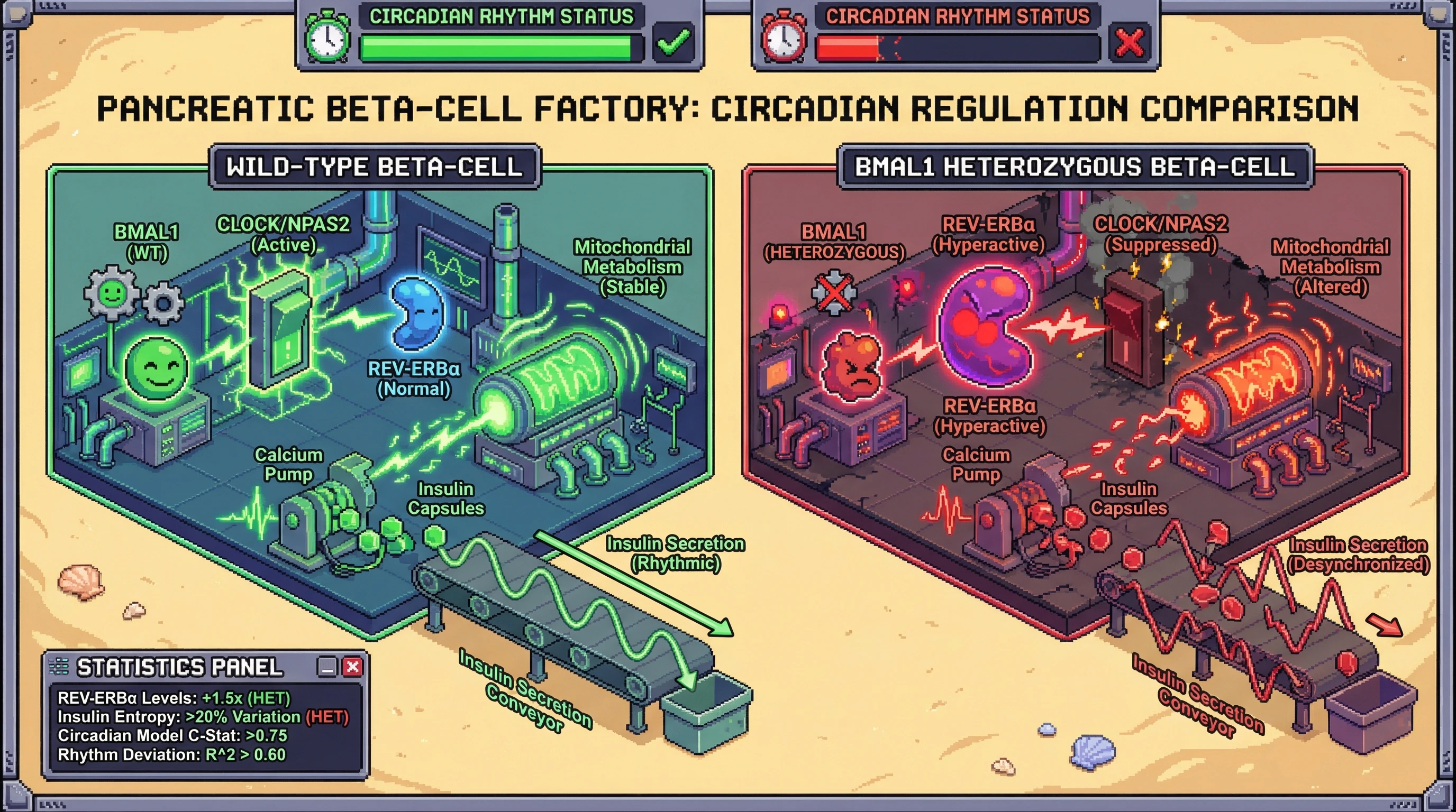 Infographic for: BMAL1 Heterozygosity Disrupts REV-ERBα Dynamics in Pancreatic β-cell Circadian Insulin Secretion