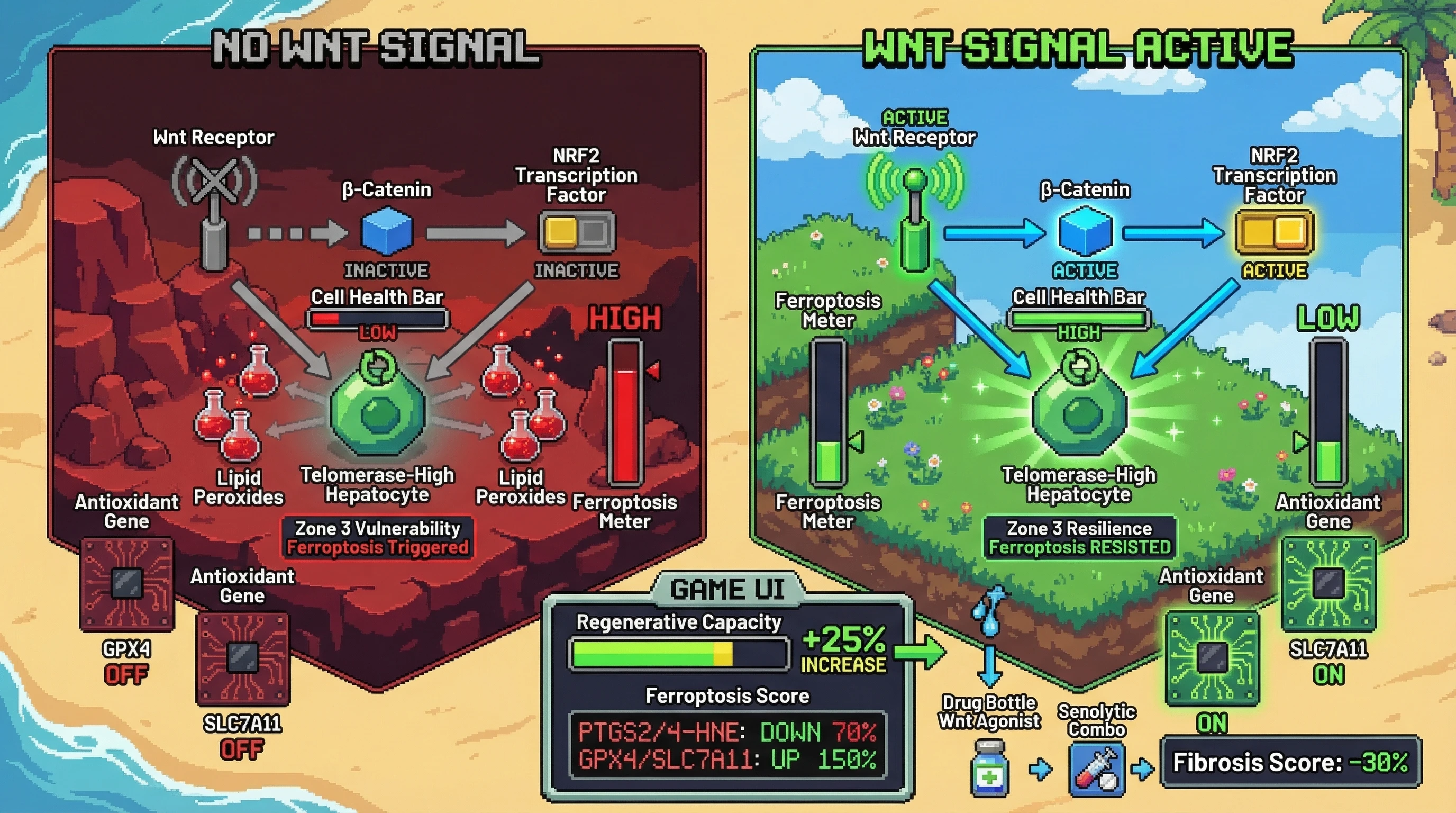 Infographic for: Telomerase‑High Hepatocytes Require Wnt‑Driven Ferroptosis Resistance to Sustain Regeneration in Pericentral Zone 3