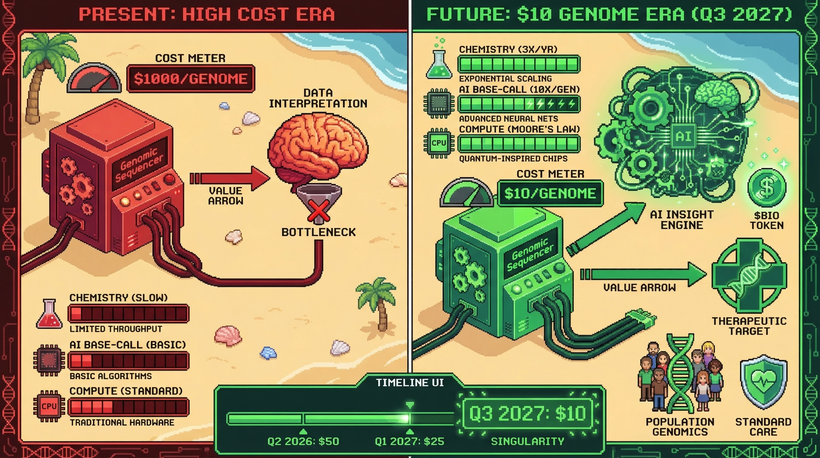 Infographic for: The NGS Cost Convergence: $10 Whole Genomes by Q3 2027