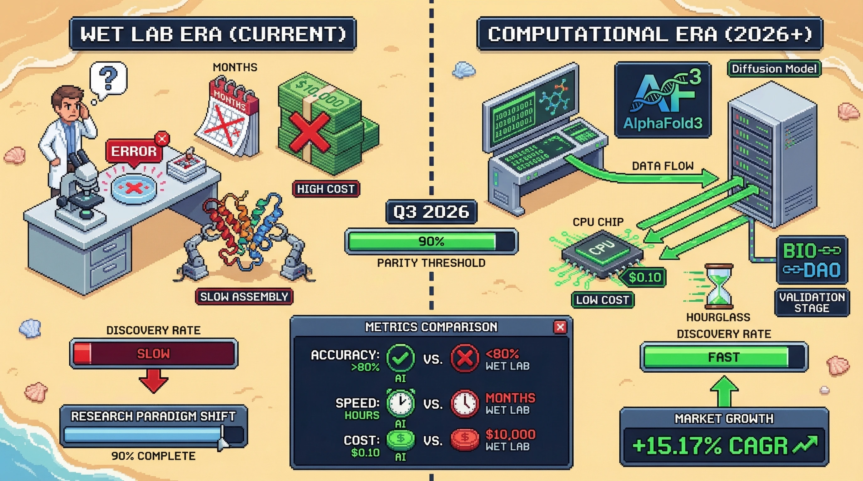 Infographic for: Computational Biology Crosses the "Wet Lab Parity" Threshold in 2026