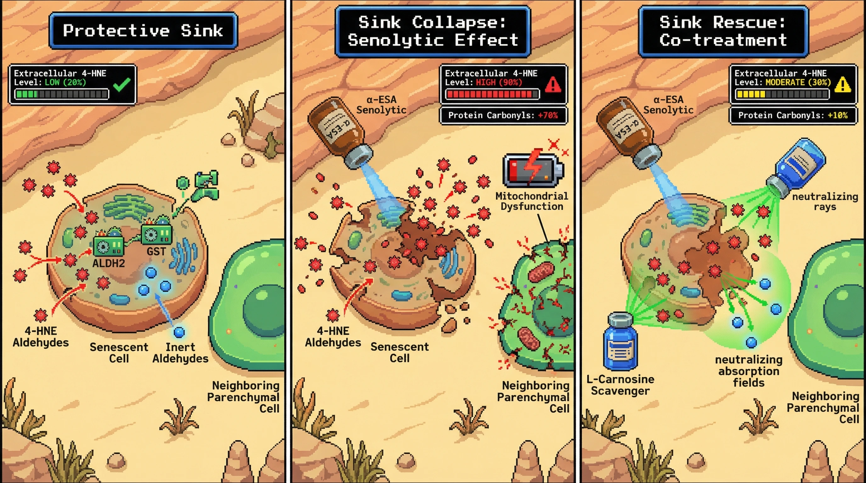 Infographic for: Senescent Cells as Lipid Peroxidation Sinks: A Protective Sink Hypothesis Challenging the Senolytic Paradigm