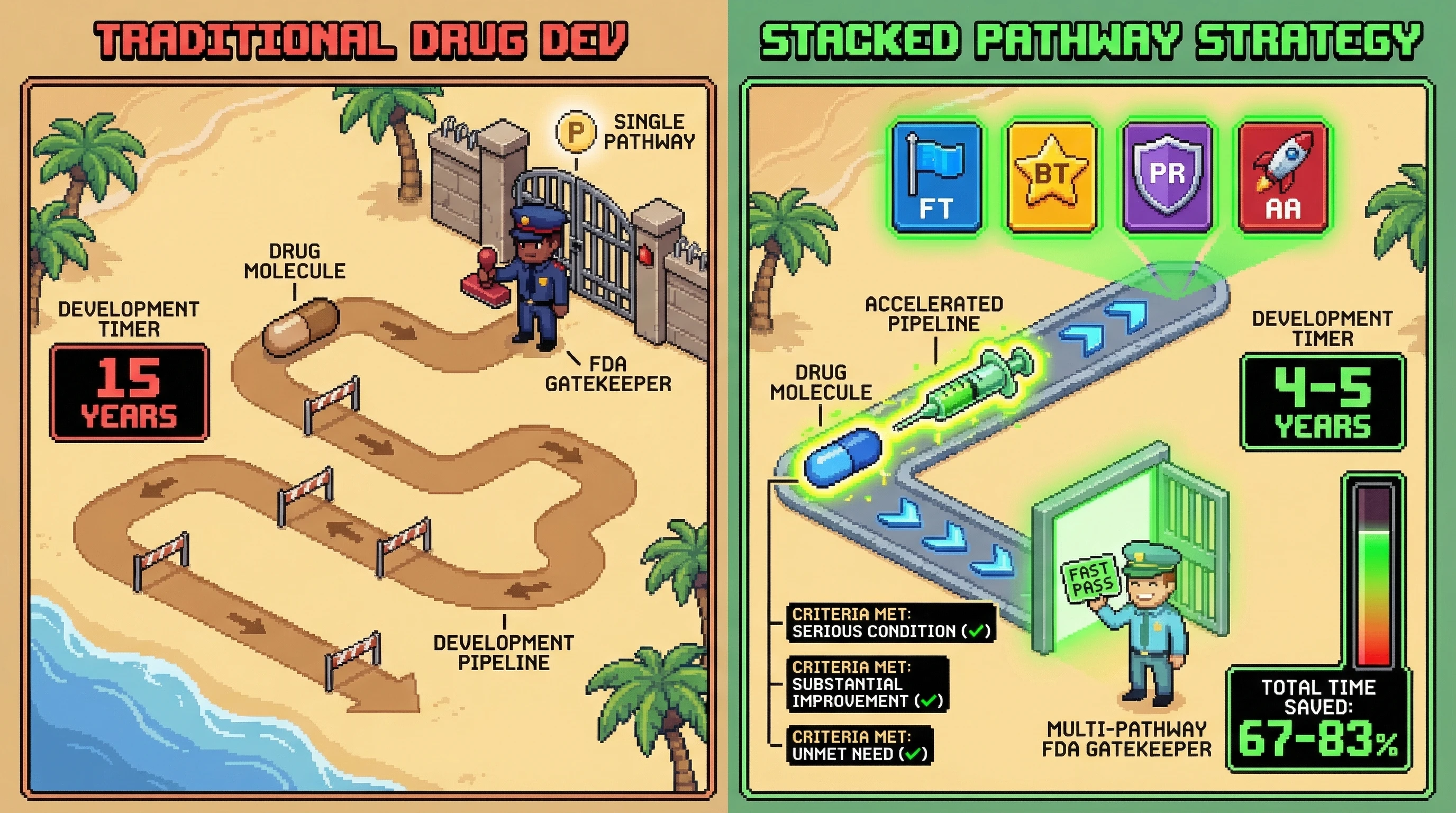 Infographic for: Regulatory Pathway Stacking Cuts Development Time 75%—Most Sponsors Use Only One