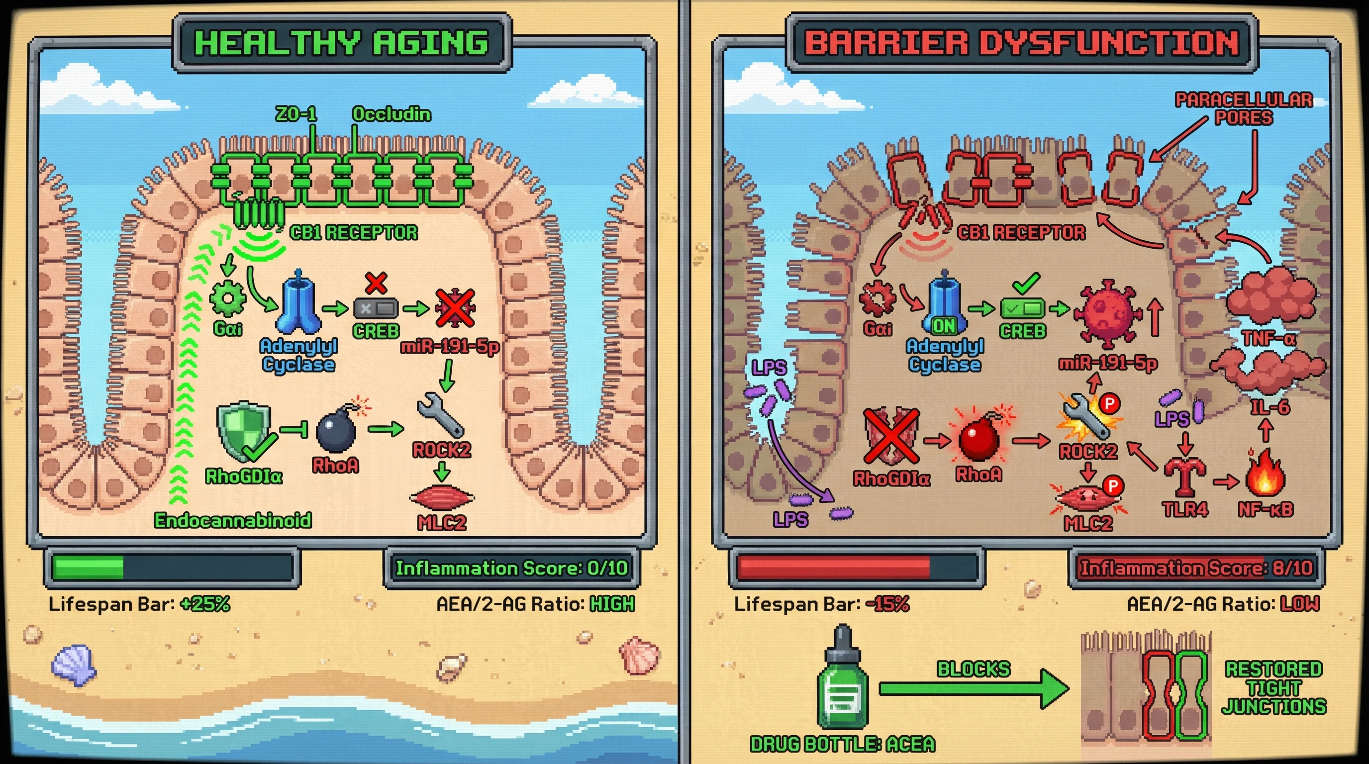 Infographic for: Endocannabinoid Tone as a Gatekeeper of Age‑Dependent Small‑Intestinal Barrier Integrity via CB1‑MiR‑191‑5p‑NF‑κB‑Rock2 Axis
