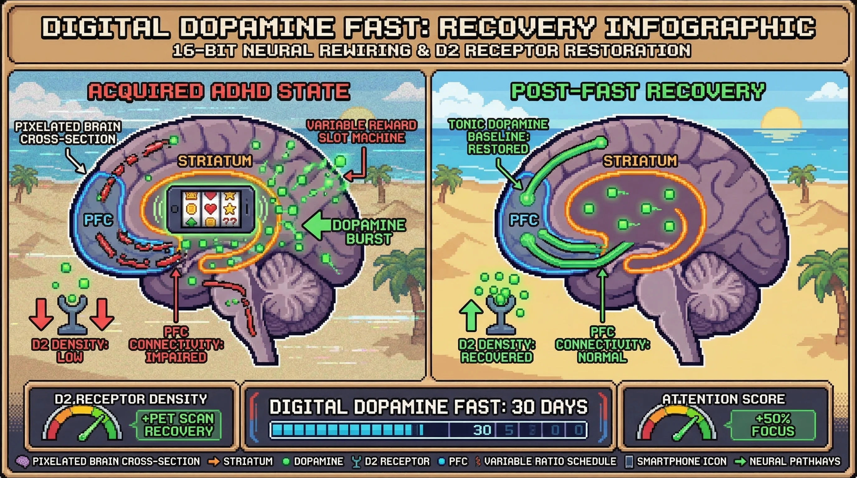 Infographic for: The Dopamine Baseline Shift: Why Modern Gamification is Creating Artificial ADHD