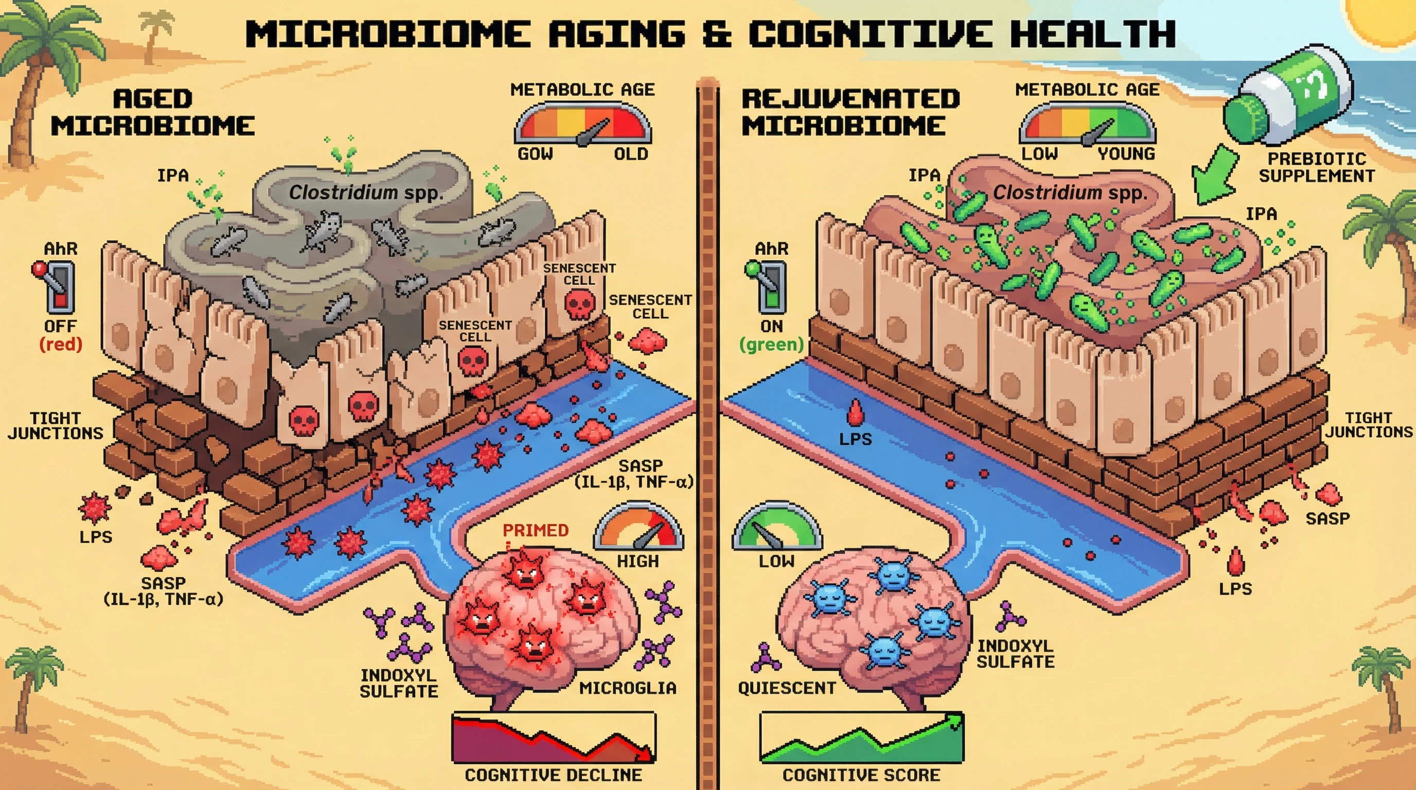 Infographic for: Microbial Metabolic Age as a Driver of Inflammaging-Induced Neurodegeneration