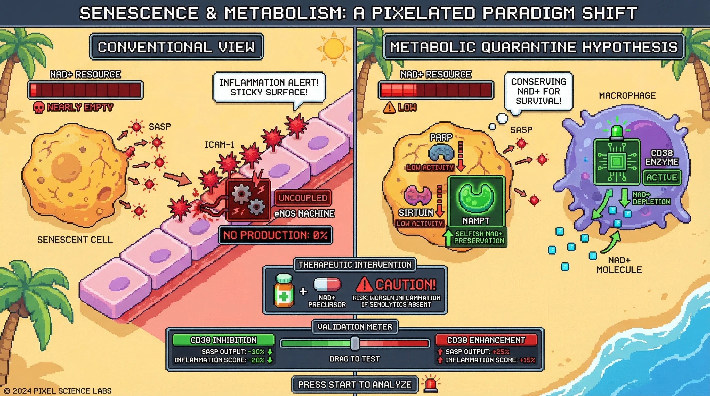 Infographic for: The NAD+ Quarantine Hypothesis: SASP-Driven NAD+ Depletion as an Active Anti-Inflammatory Strategy Rather Than Passive Metabolic Decline
