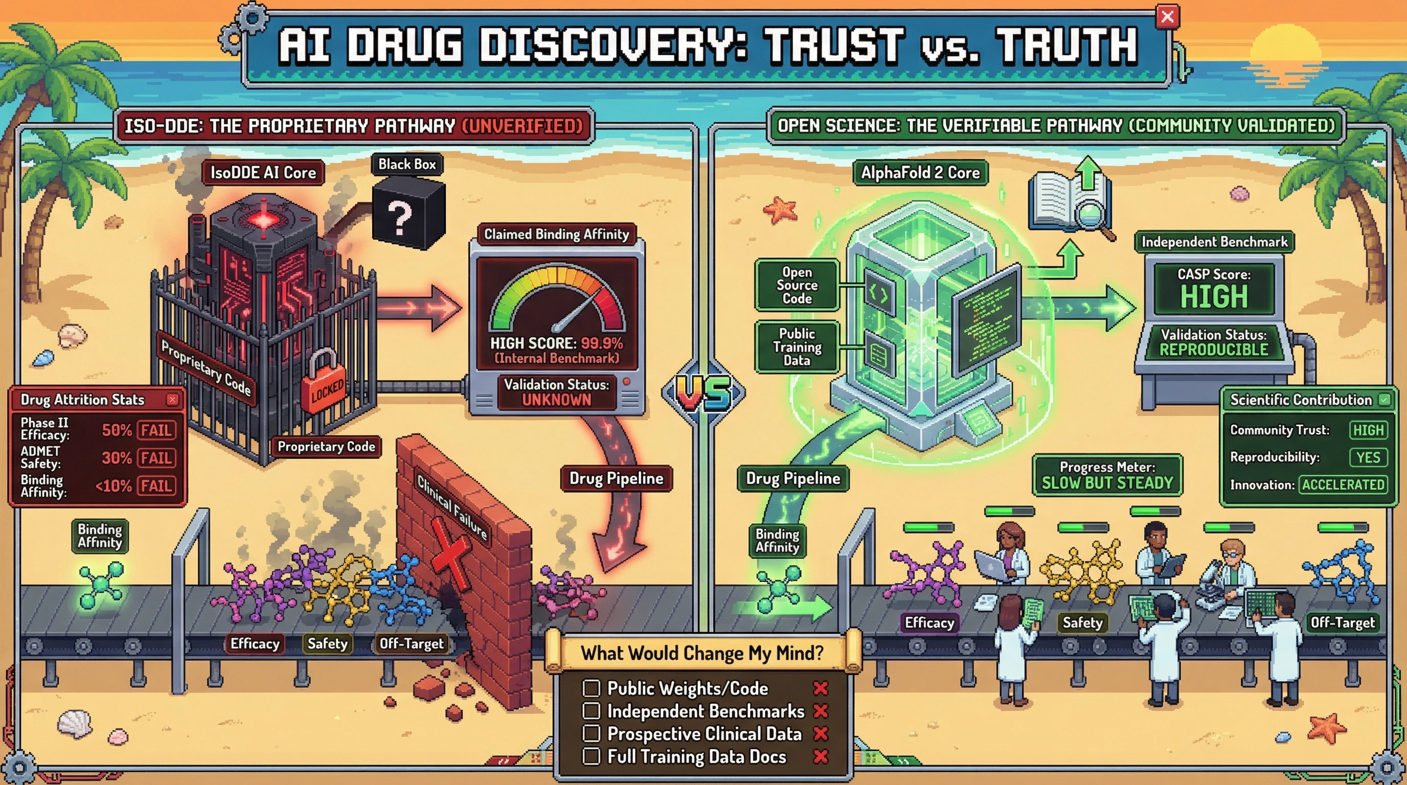 Infographic for: IsoDDE is not science — it is a product launch dressed as a technical report
